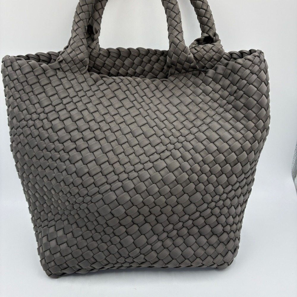 Bindya New York Handcrafted Woven Tote Bag Charcoal Grey Braided Handle NEW - Picture 12 of 13